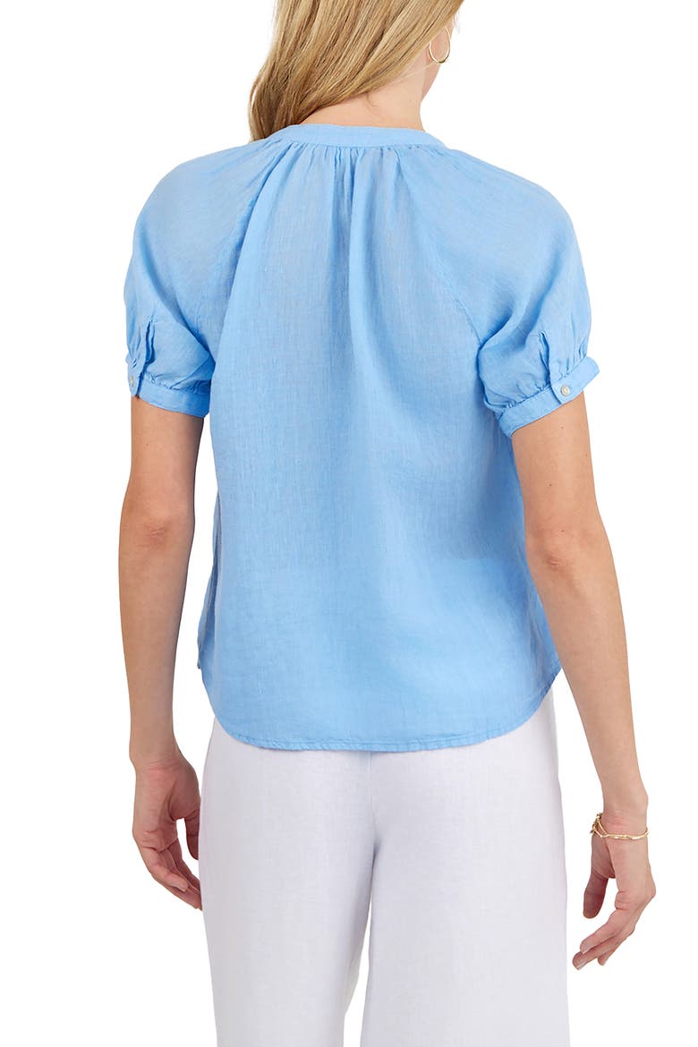 Short Sleeve Linen Shirt, Alternate, color, TIDAL BLUE