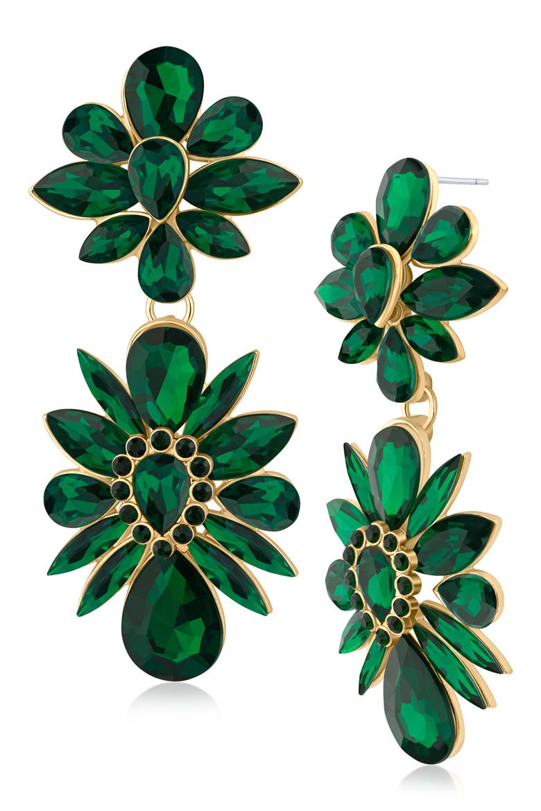 Crystal Drop Earrings (Nordstrom Exclusive), Main, color, GREEN/ GOLD