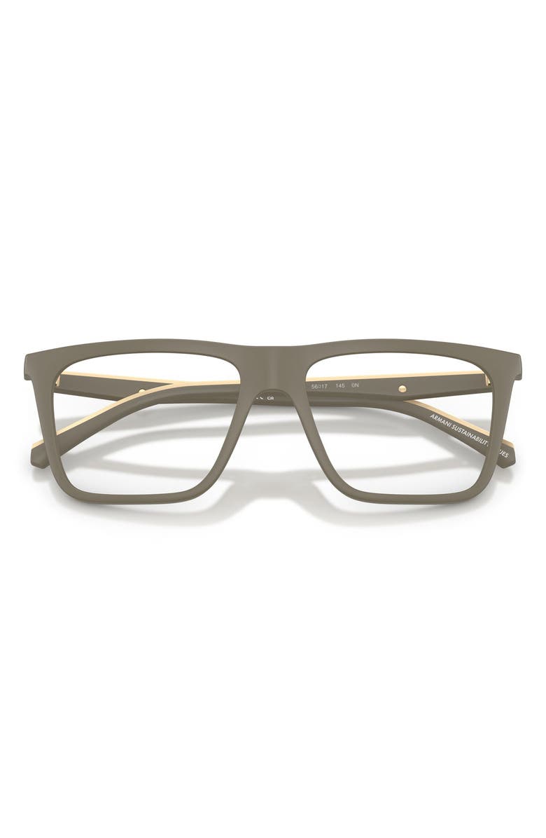 Emporio Armani 56mm Square Optical Glasses, Alternate, color, Matte Beige / Clear