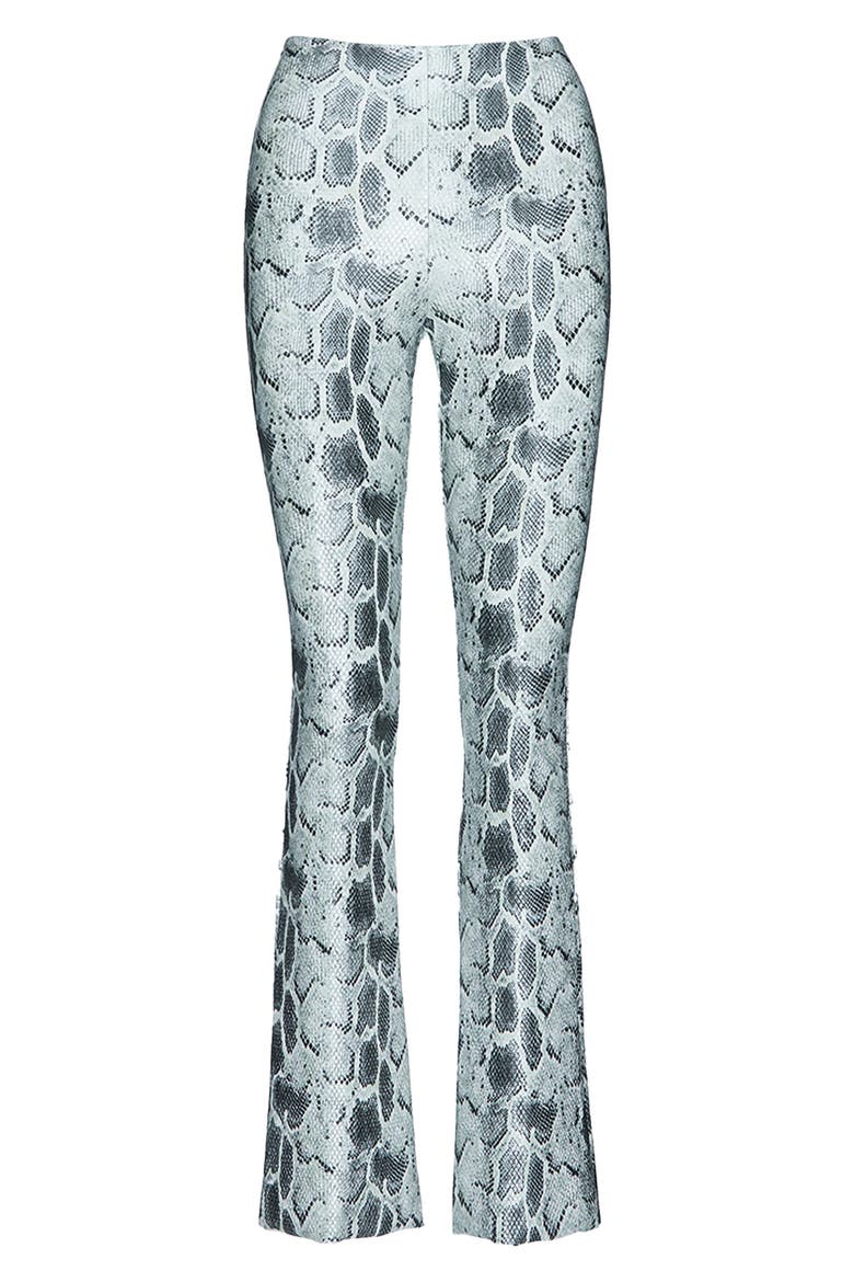 Animal Print Faux Leather Flare Leg Pants, Alternate, color, FOG PYTHON