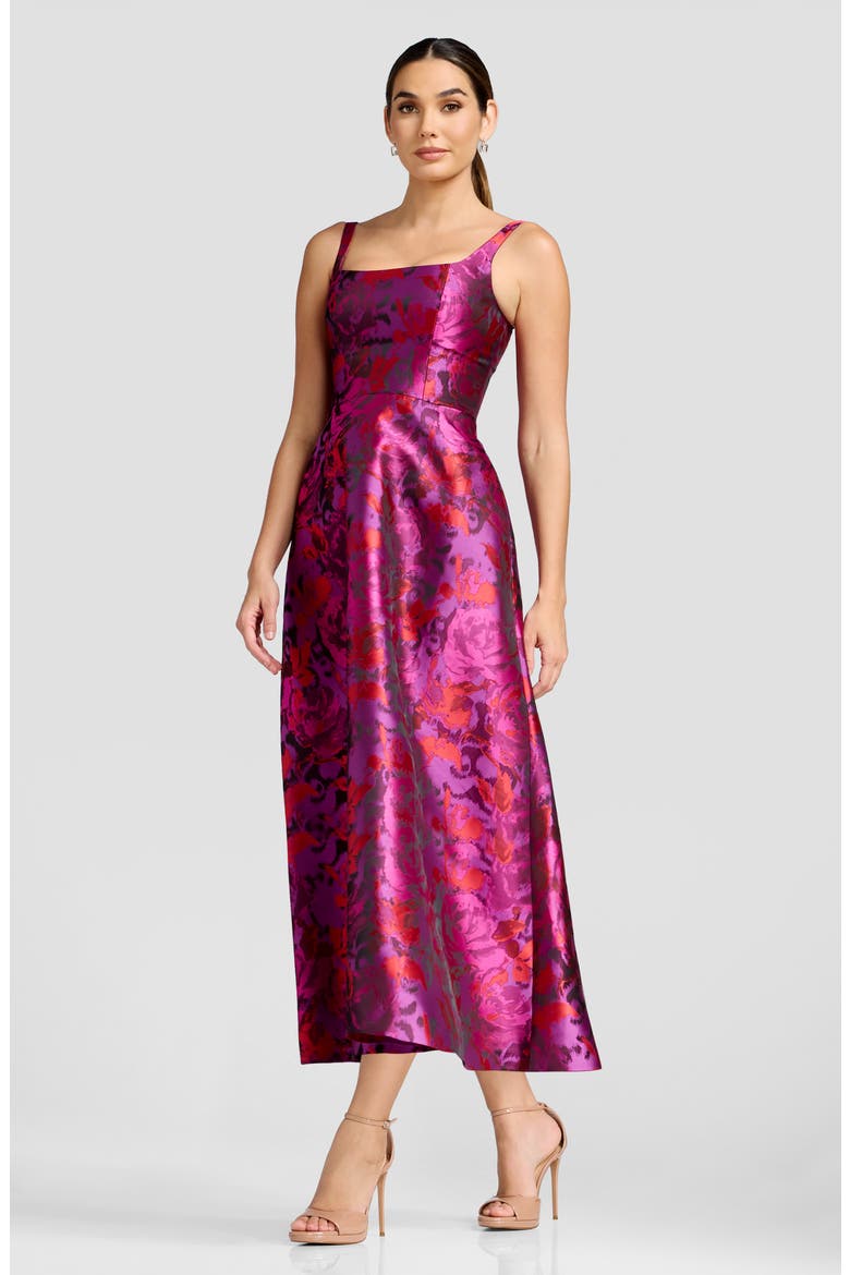 Vanna Floral Cocktail Midi Dress, Alternate, color, BRIGHT FUCHSIA MULTI