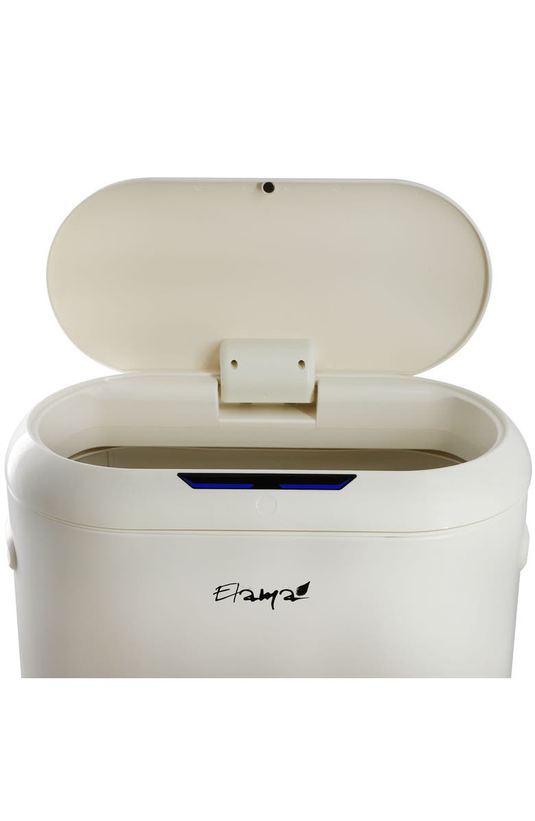 Elama 13 Gallon Automatic Sensor Hands Free Round Top Trash Can, Alternate, color, Off-White