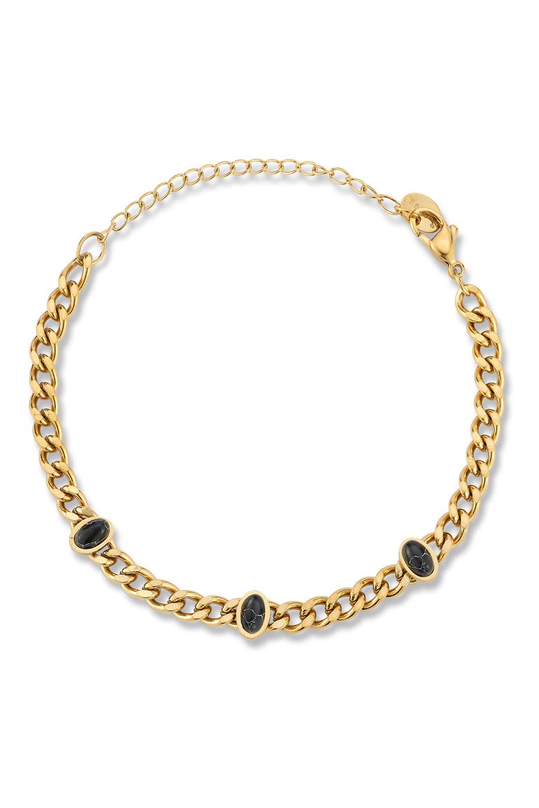 Stone Station Curb Chain Bracelet, Main, color, GOLD