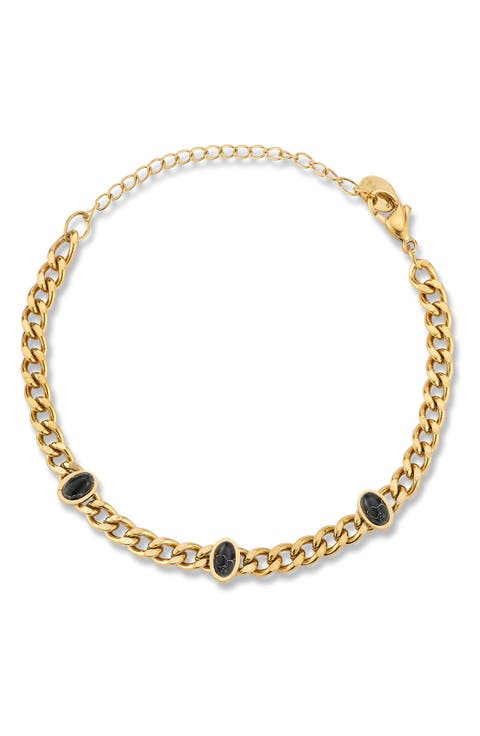 Stone Station Curb Chain Bracelet