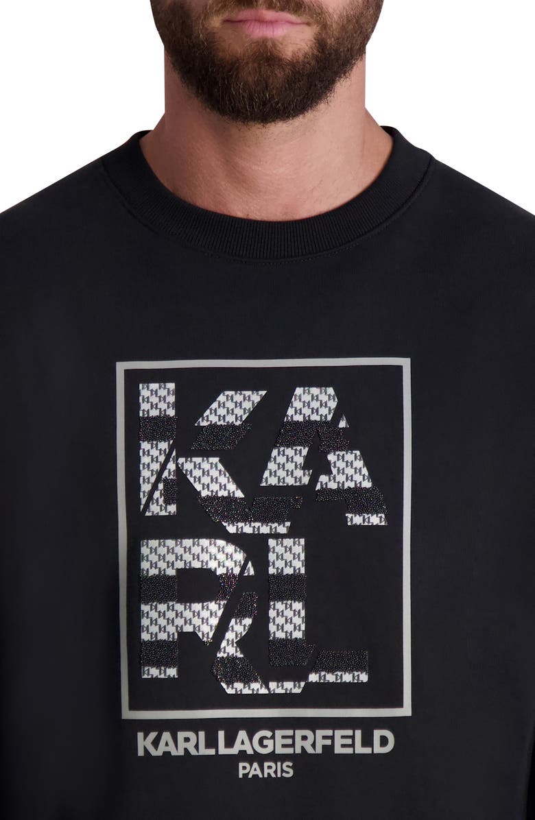 KARL LAGERFELD PARIS Box Logo Organic Cotton Blend Crewneck Graphic Sweatshirt, Alternate, color,