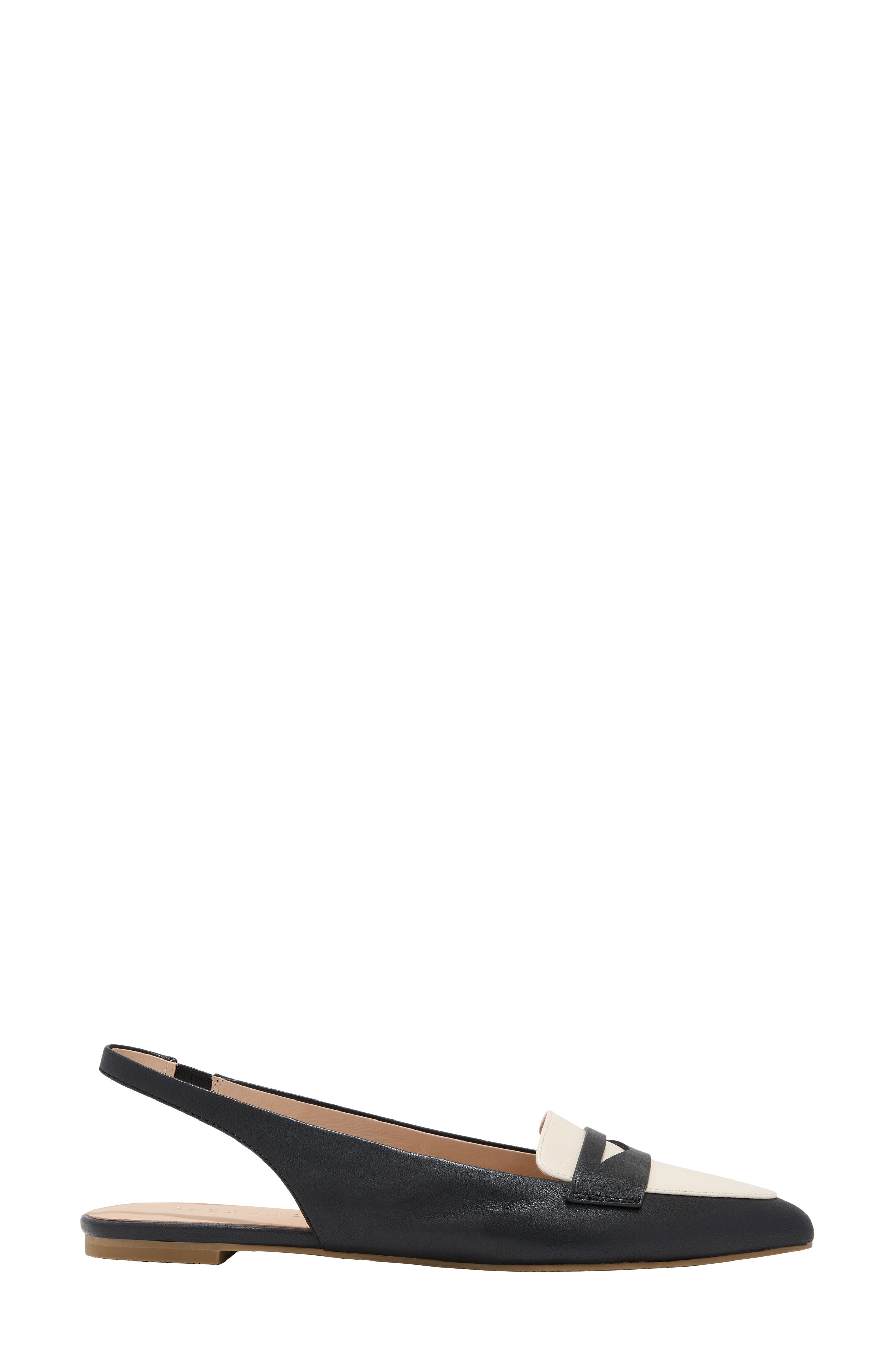 Jack Rogers Pennie Slingback Pointed Toe Flat, Alternate, color, Black/Ivory
