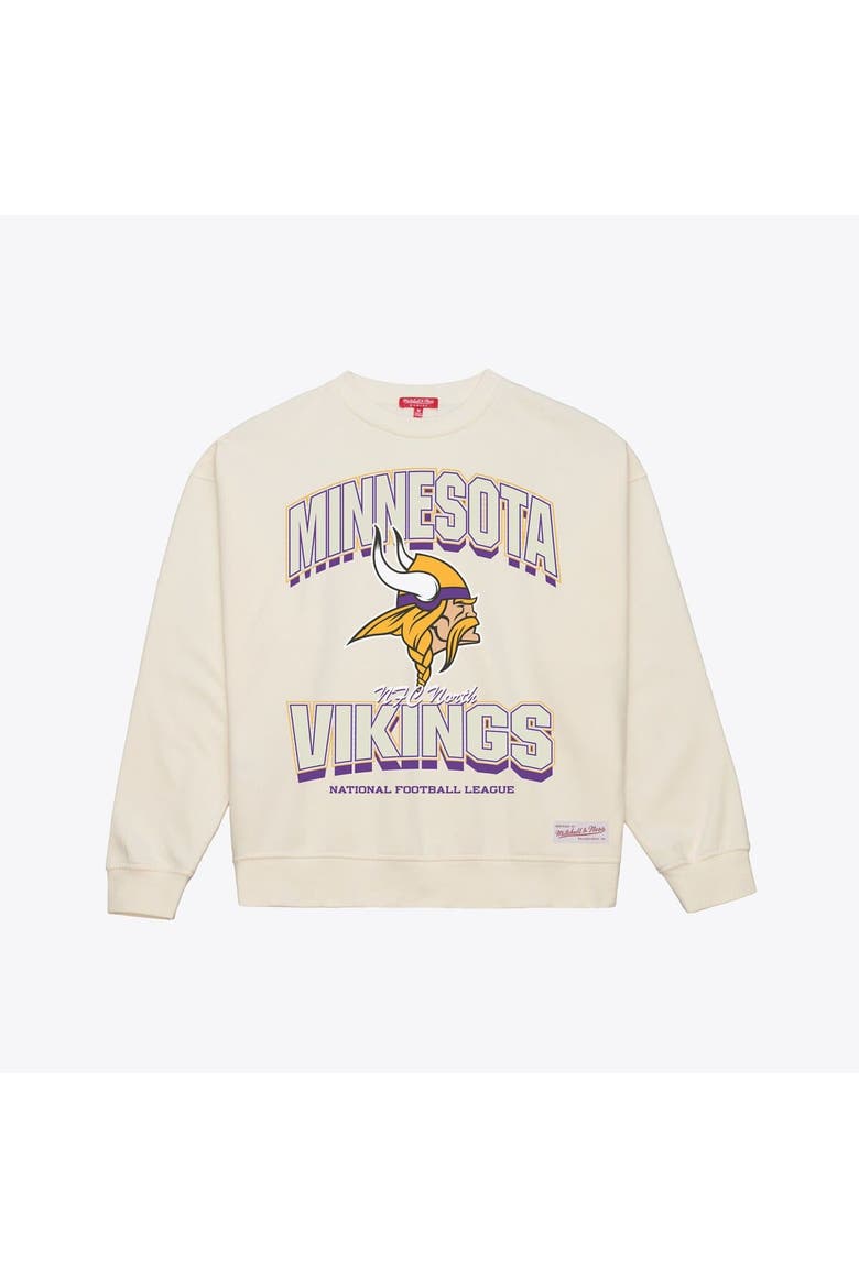 Women's  Mitchell & Ness  Cream Minnesota Vikings Tonal Arch Sweatshirt, Alternate, color, Cream