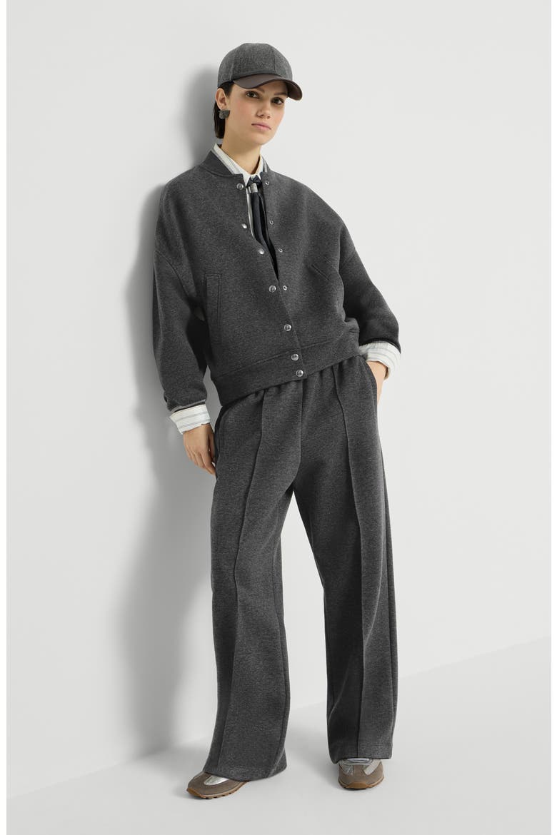 Techno cotton and cashmere interlock track trousers, Alternate, color, Anthracite