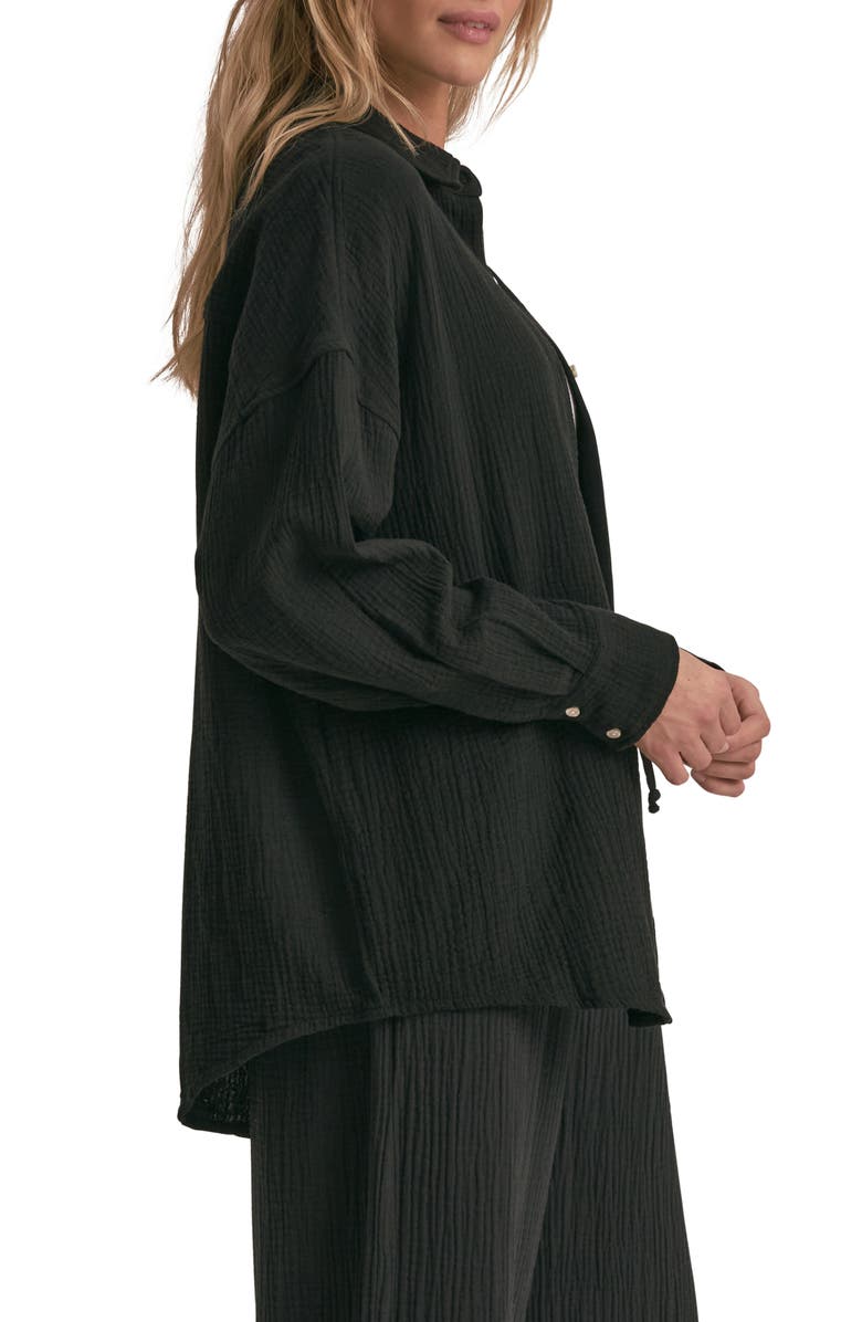 Favorite Daughter The Ex Cotton Button-Up Shirt, Alternate, color, Black