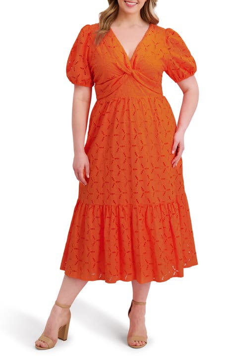 Cotton Eyelet Midi Dress (Plus)