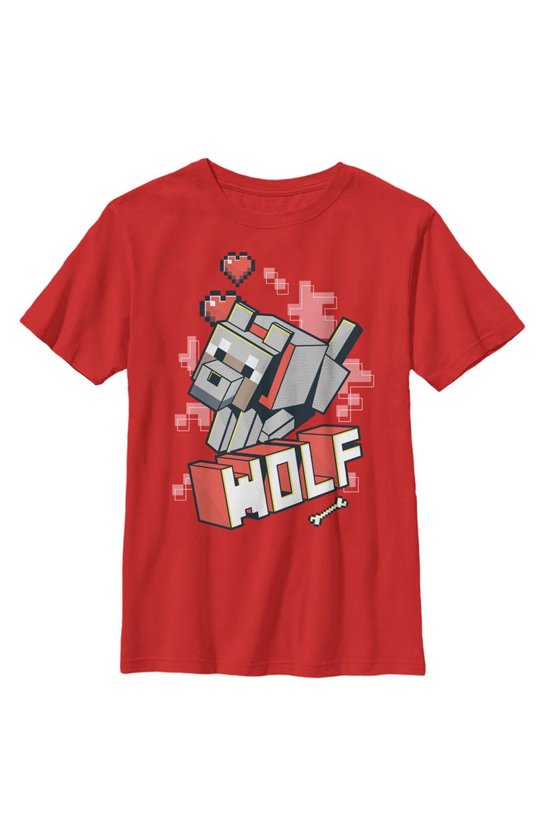 MINECRAFT Boy's Minecraft Wolf Graphic T-Shirt, Main, color, Red