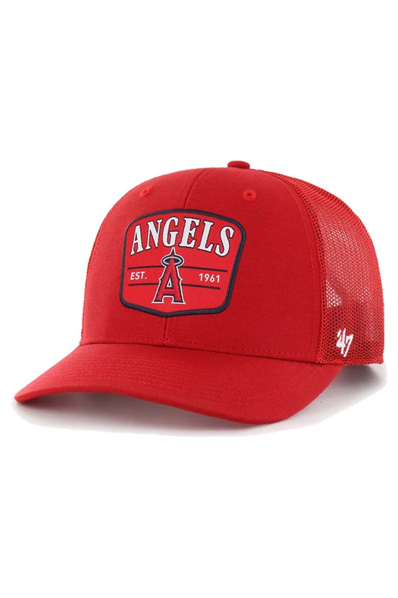 Men's '47 Red Los Angeles Angels Squad Trucker Adjustable Hat, Main, color, Red