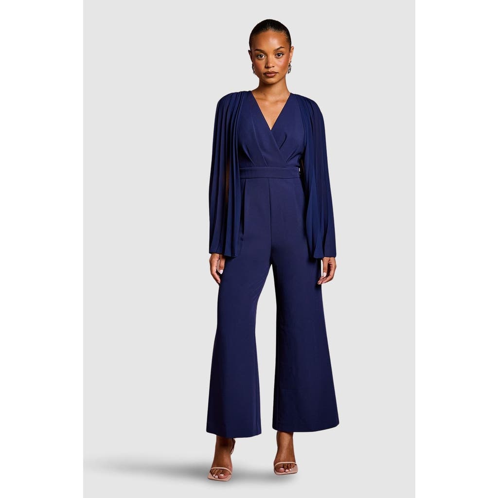 Coast Petite V Neck Pleated Jumpsuit In Blue