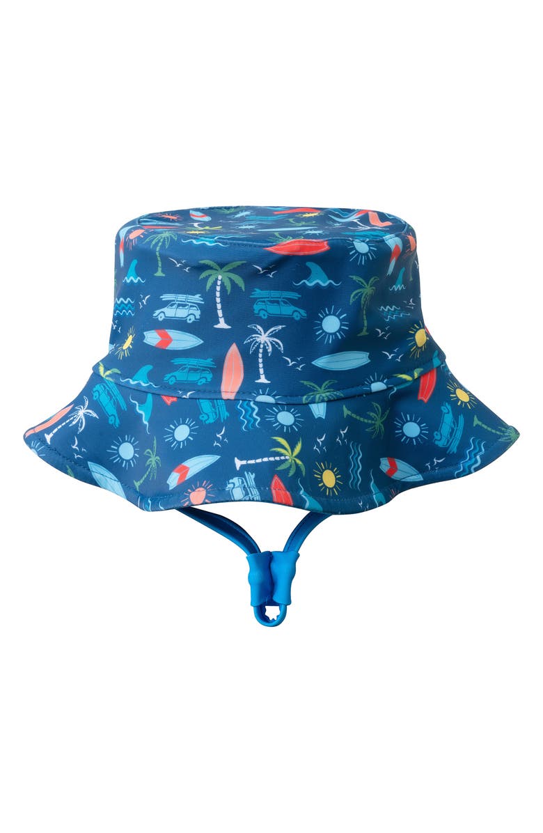Andy & Evan Rashguard Swimsuit & Bucket Hat, Alternate, color, Navy