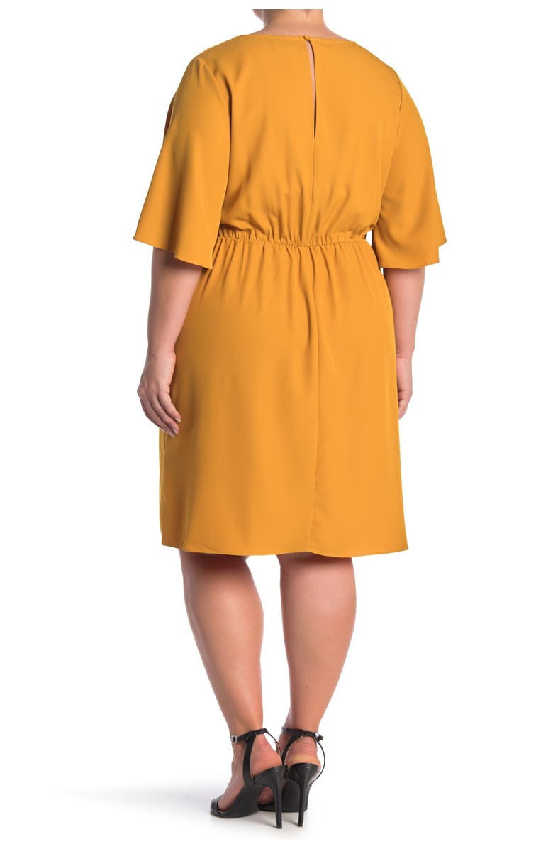 City Chic V-Neck Knot Front Dress, Alternate, color,