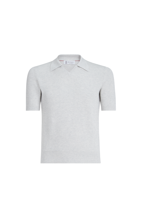 Cotton English rib knit polo