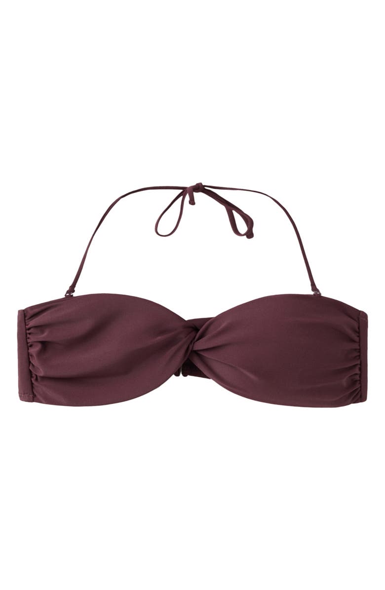 MANGO Twist Front Bandeau Bikini Top, Main, color, Wine