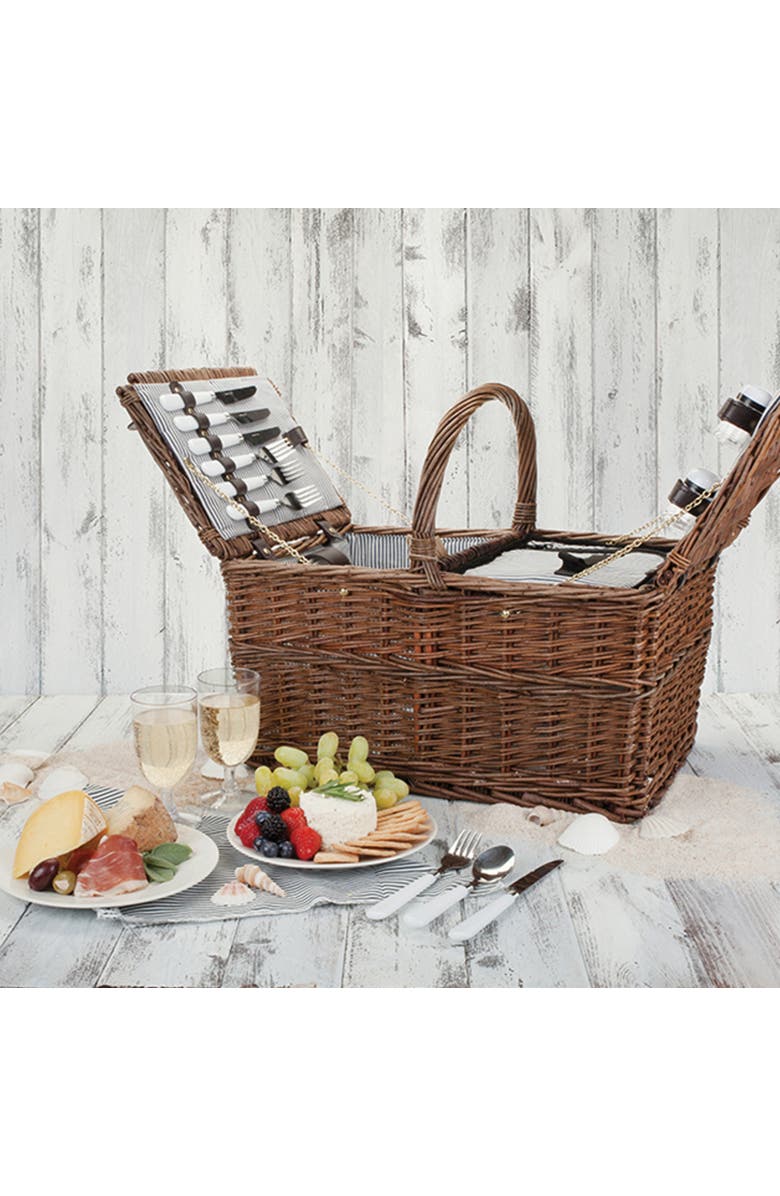 TWINE Cape Cod Wicker Picnic Basket Set, Alternate, color, Brown