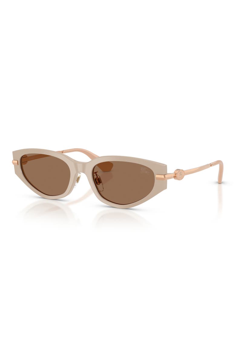 56mm Irregular Sunglasses, Alternate, color, BEIGE / DARK BROWN
