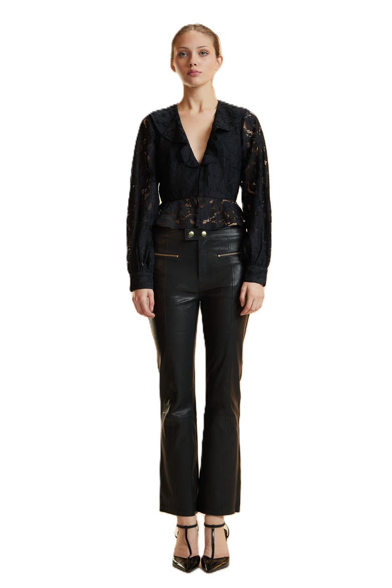 V Neck Lace Blouse, Main, color, Black