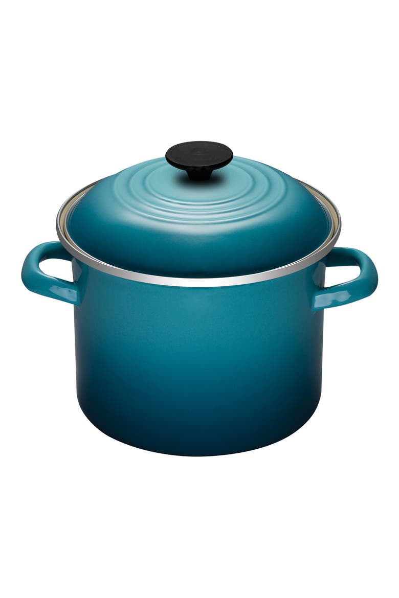 6-Quart Enameled Steel Stockpot, Main, color, CARIBBEAN