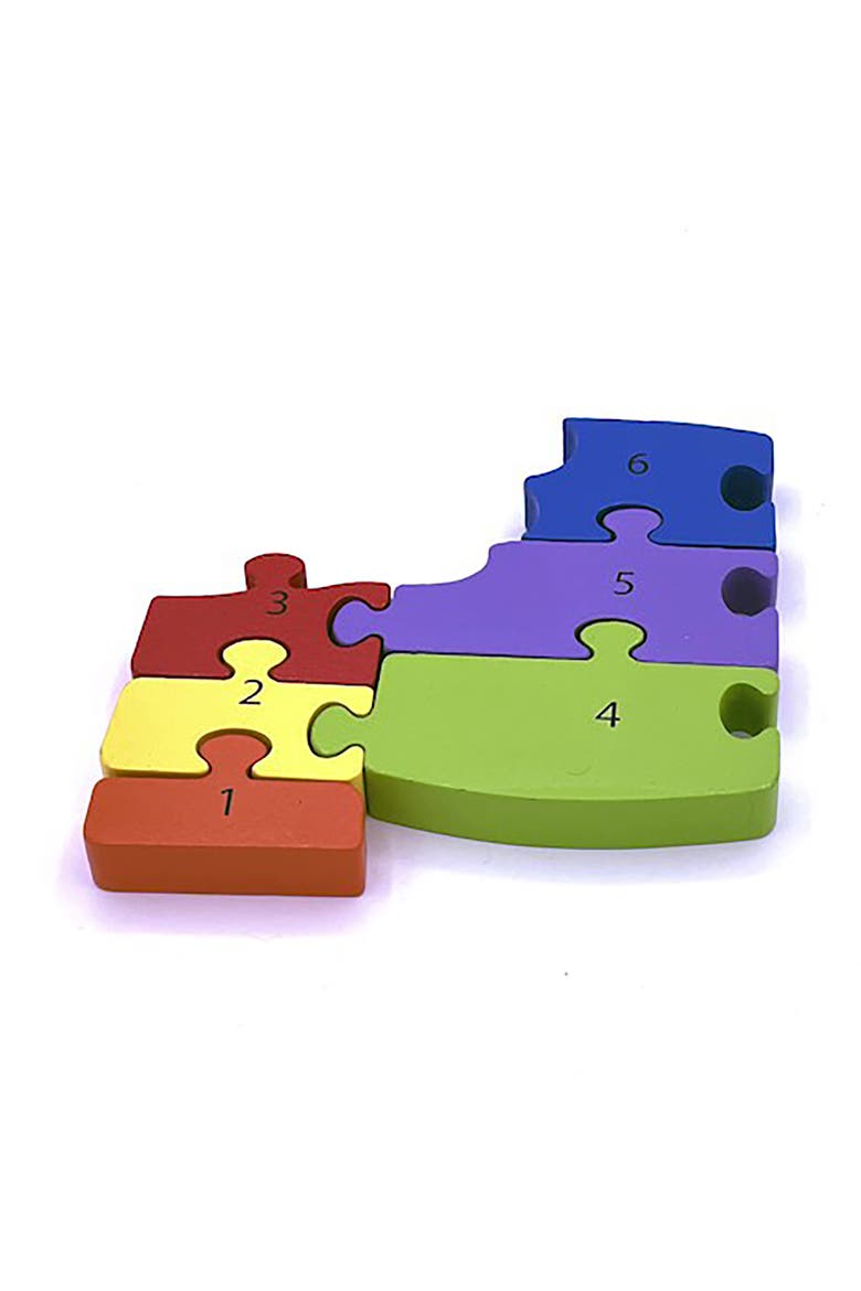 Lion Number Puzzle, 11 Piece Wooden Animal Shaped Puzzle, Alternate, color, Multicolored