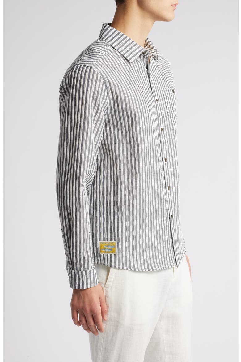 Aegean Pearce Oversize Stripe Cotton Button-Up Shirt, Alternate, color, BLACK W. WHITE