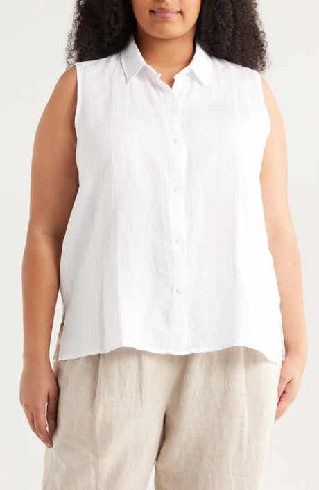 Eileen Fisher Organic Linen Sleeveless Button-Up Shirt