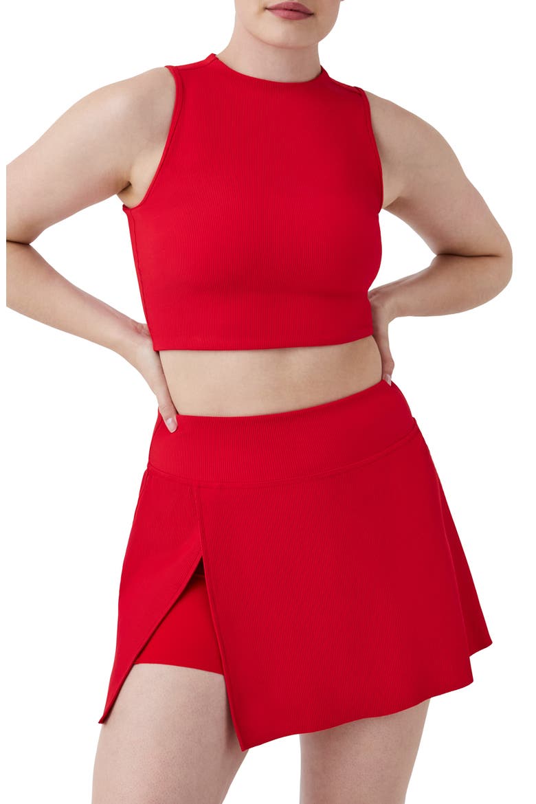 Contour Rib Mock Neck Crop Tank, Alternate, color, SPANX RED