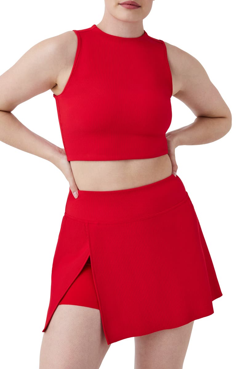 SPANX<sup>®</sup> Contour Rib Mock Neck Crop Tank, Alternate, color, Spanx Red