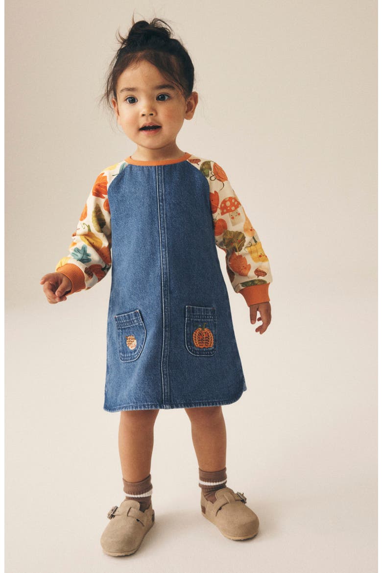 Kids' Denim Pinafore Dress, Alternate, color, BLUE