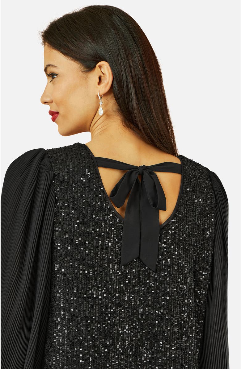 Yumi Velvet Sequin Tunic Dress, Alternate, color, Black