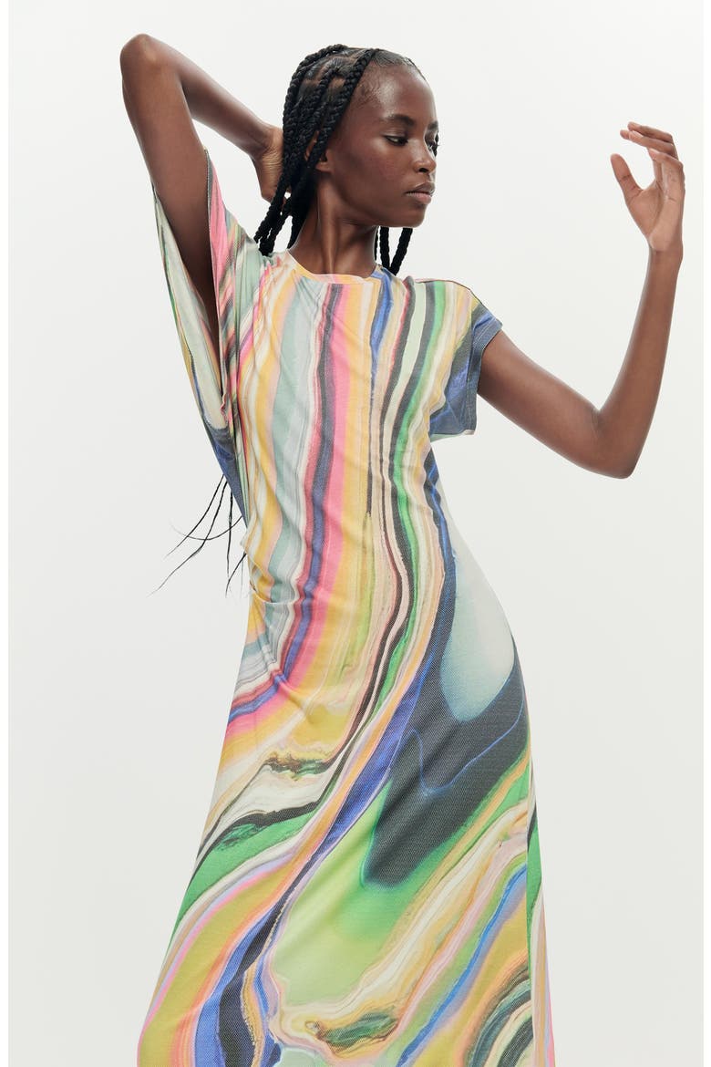 Stripe Asymmetric Maxi Dress, Alternate, color, WATER GREEN