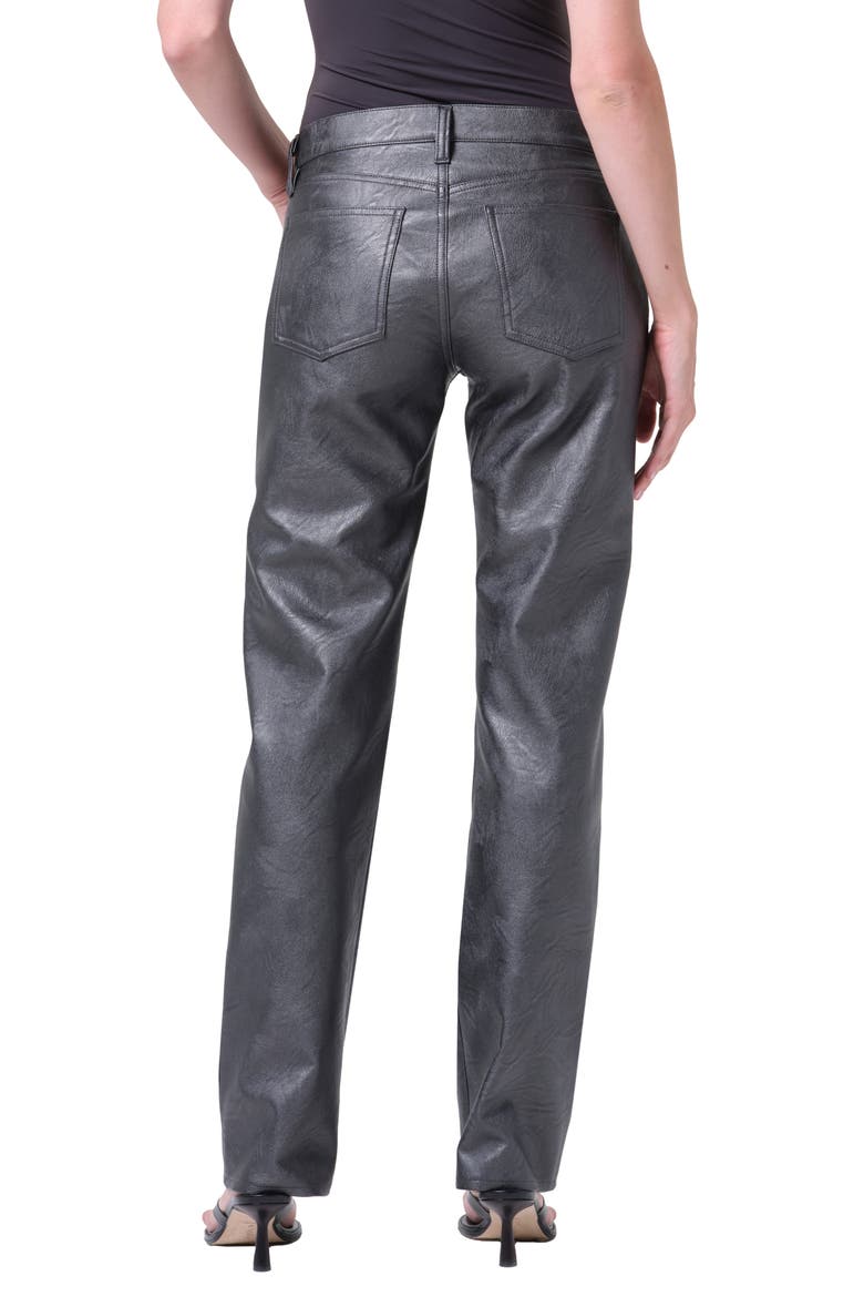Slim Fit Recycled Leather Pants, Alternate, color, GUNMETAL BLACK
