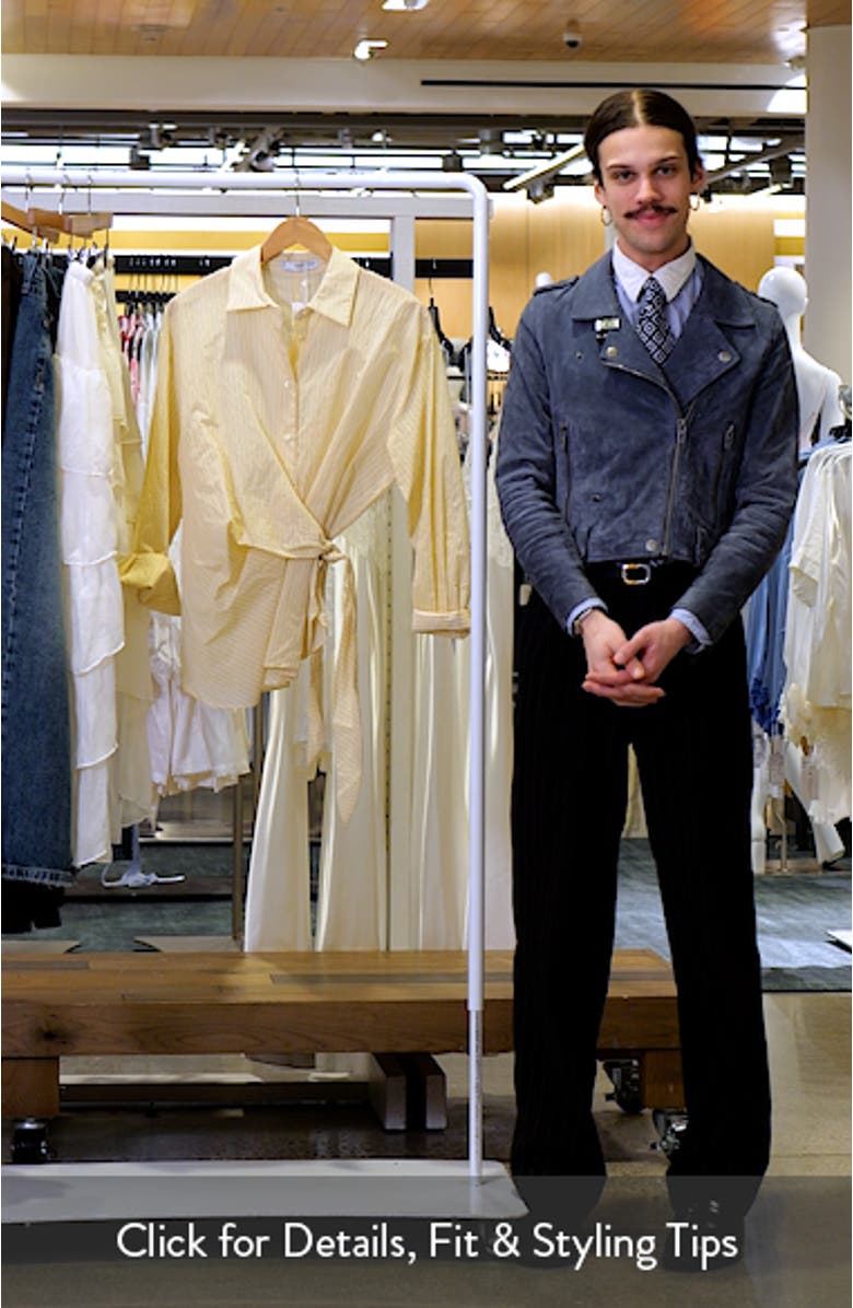 Stripe Tie Waist Cotton Blend Button-Up Shirt, sales video thumbnail