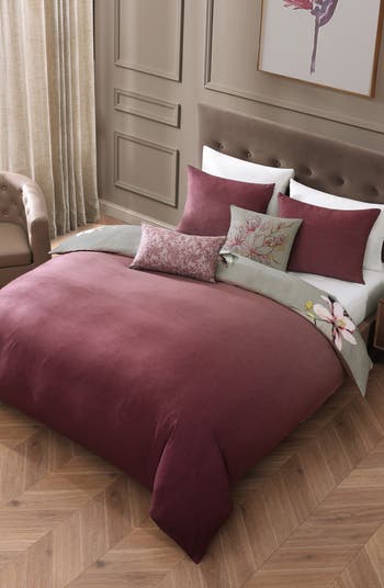 5-Piece Purple Lilies Reversible Comforter Set
