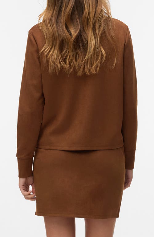 Vero Moda Kreta Faux Suede Button-up Shirt In Brown