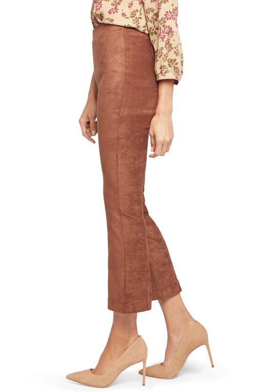 Nydj Pull-on Ankle Slim Bootcut Faux Suede Pants In Coffee Bean