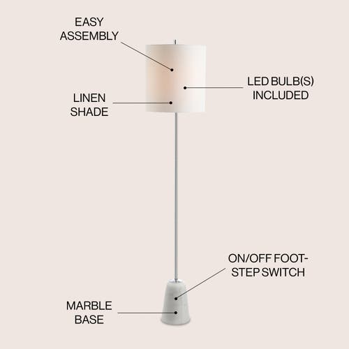 Jonathan Y Lincoln 62.5" Marble/metal Led Floor Lamp In Chrome