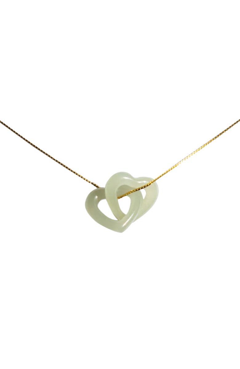 seree The hearts Interlocking jade pendant necklace, Main, color, Light Green