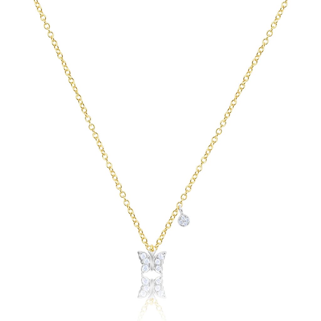 Meira T Pavé Diamond Butterfly Pendant Necklace In Gold
