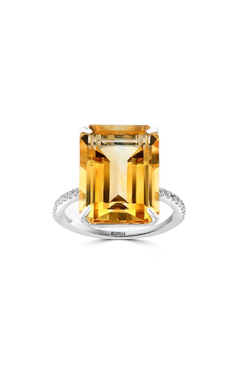 White Sapphire & Citrine Ring