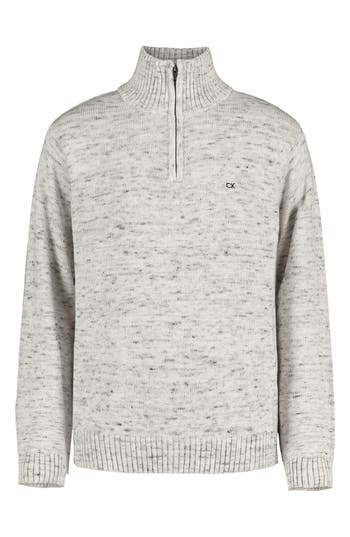 Calvin Klein Kids' Space Dye Quarter Zip Pullover In White