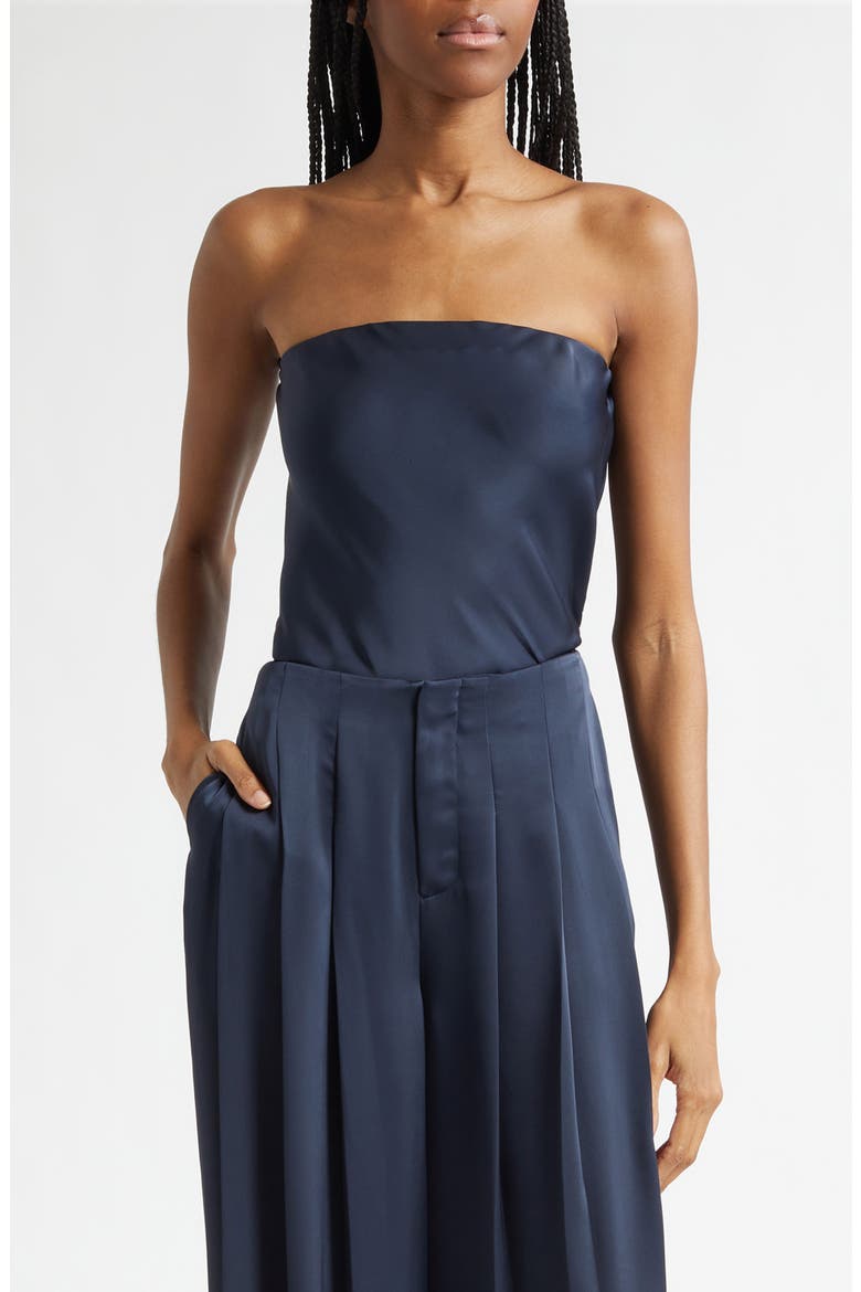 Ruben Strapless Satin Bodysuit, Main, color, NAVY
