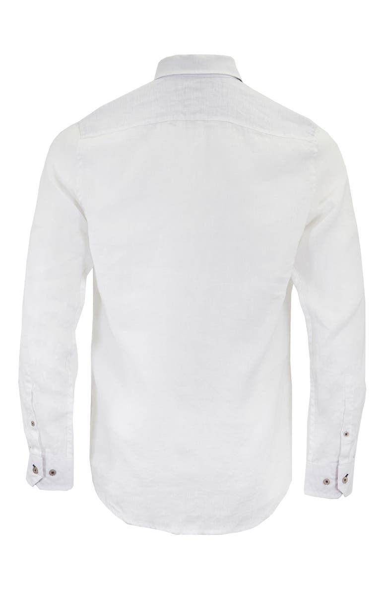 Lords of Harlech Uomo Solid Long Sleeve Fine Linen Shirt, Alternate, color, Laurent White