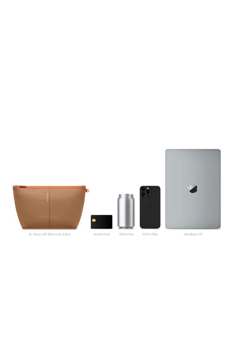 Medium Leather Flaire Pouch, Alternate, color, Manhattan Sandstone