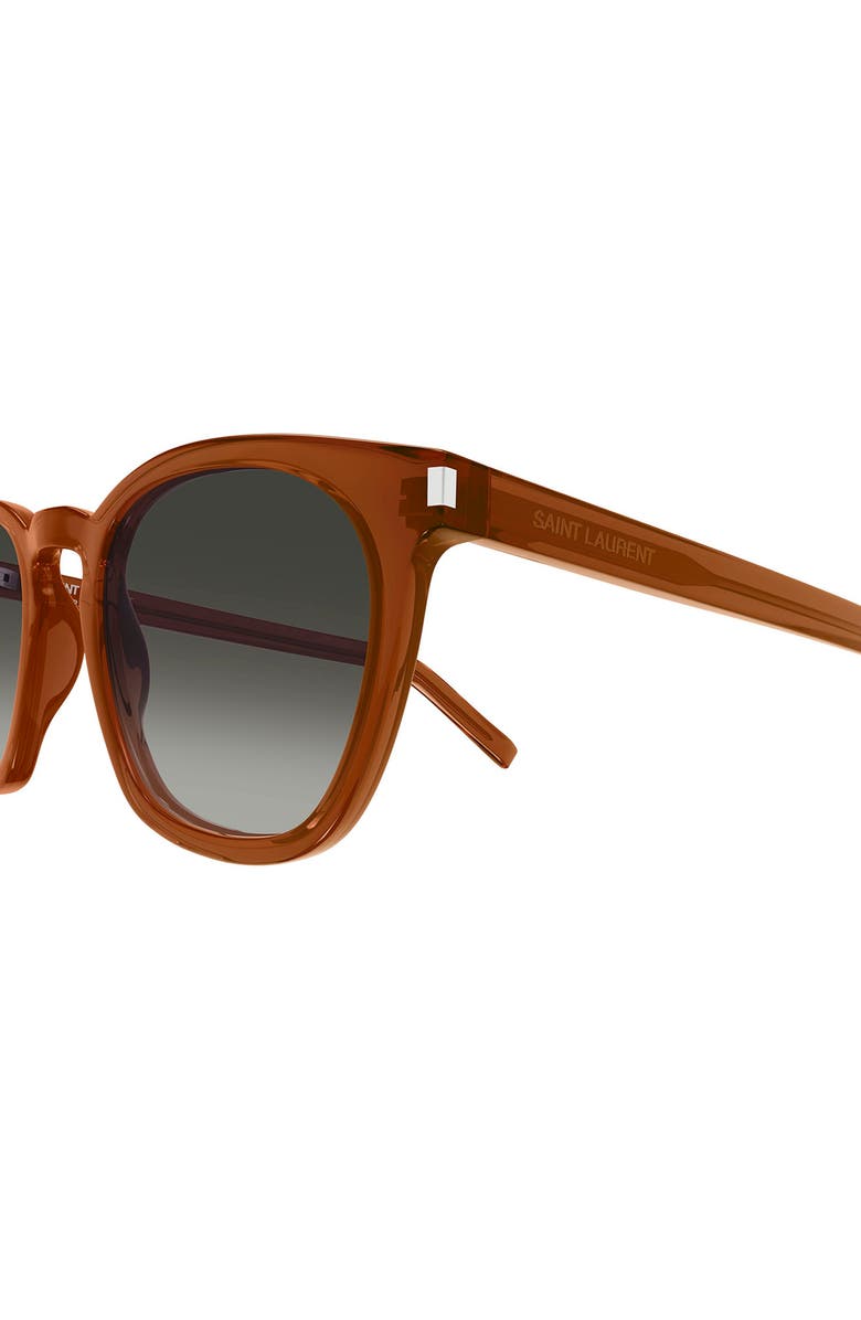 Saint Laurent 49mm Small Round Sunglasses, Alternate, color, Brown