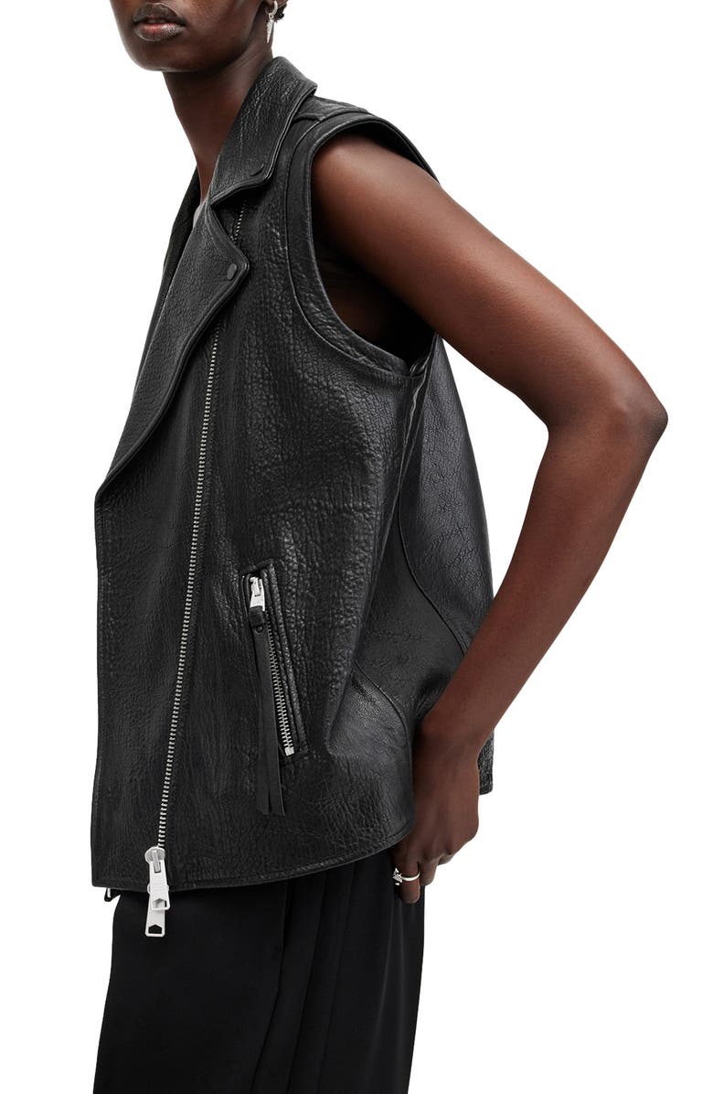AllSaints Billie Leather Biker Vest, Alternate, color,