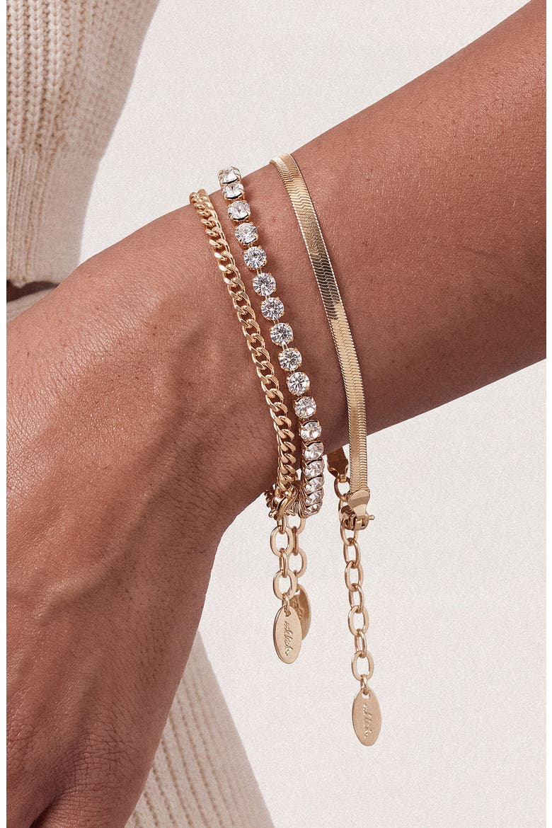 Set of 3 Chain Bracelets, Alternate, color, GOLD