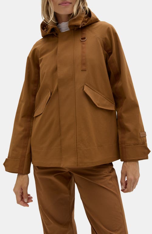 Halfdays Hooded Rain Jacket In Brown